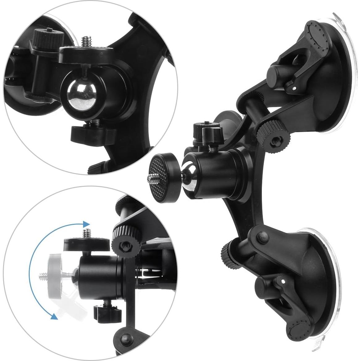 Soporte de cámara de succión triple EZESO 360° para coche