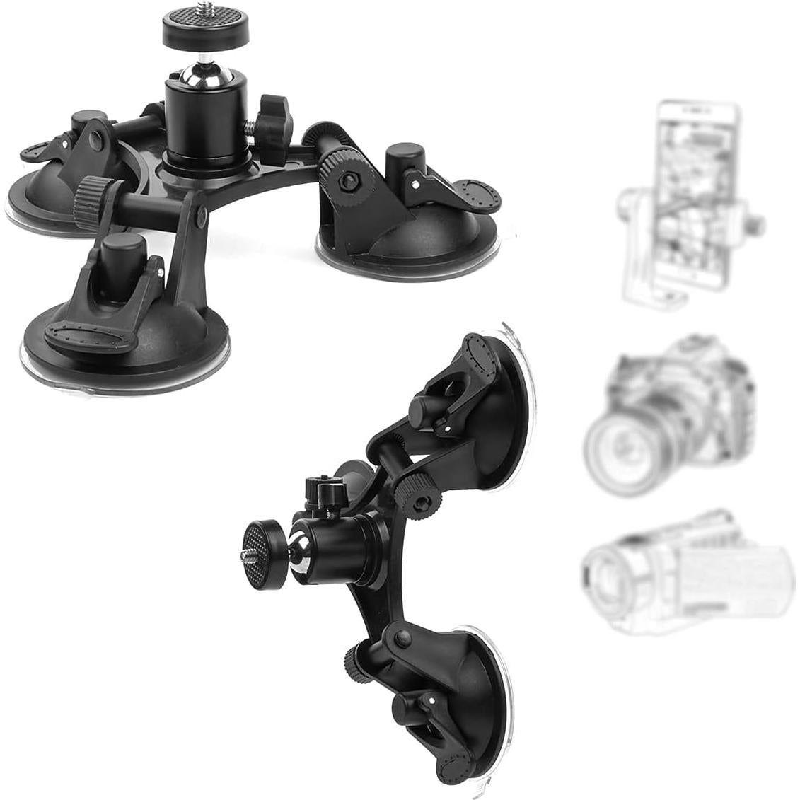 Soporte de cámara de succión triple EZESO 360° para coche