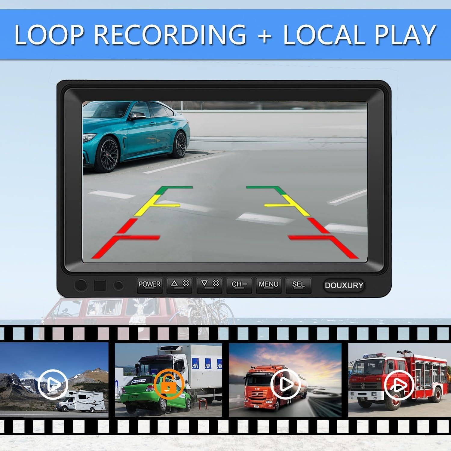 Sistema de Cámara de Respaldo DOUXURY 9" 1080P con 4 Cámaras