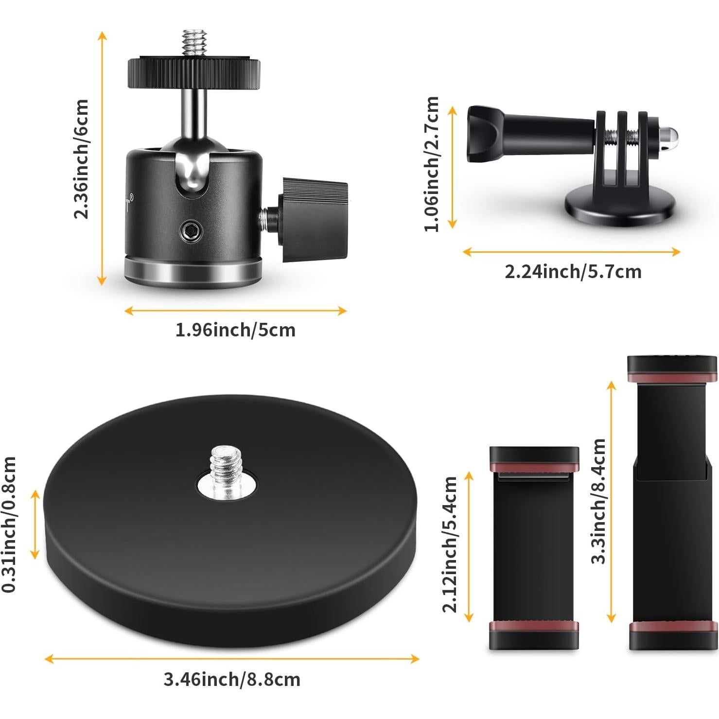 Soporte de Cámara UTEBIT para GoPro - Base 88mm con Cabezal 360°