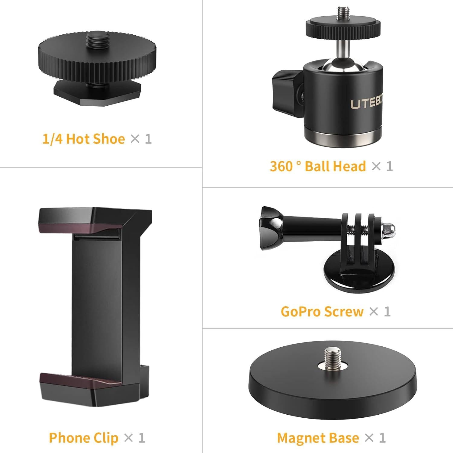 Soporte de Cámara UTEBIT para GoPro - Base 88mm con Cabezal 360°