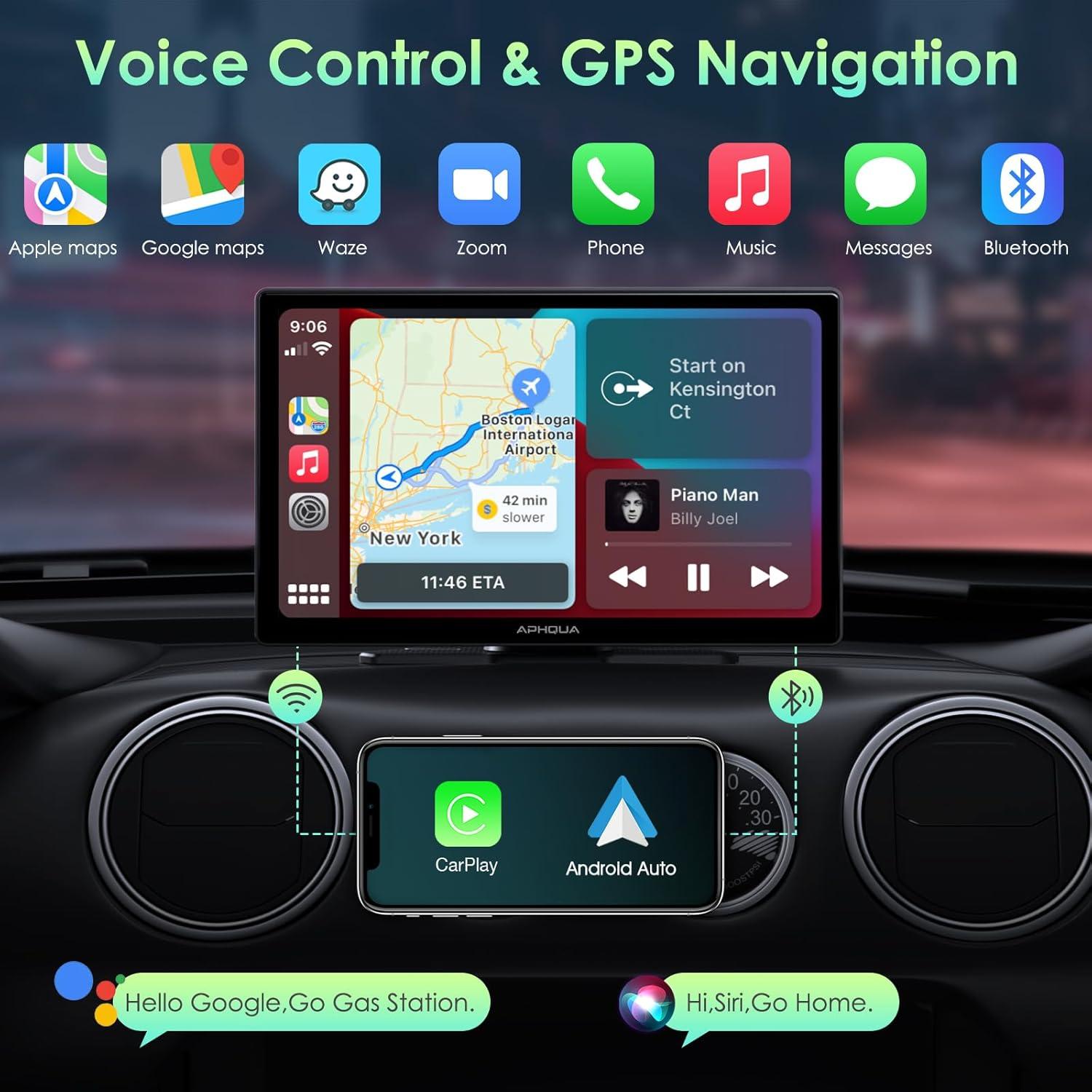 Pantalla Portátil 9" CarPlay Android Auto Inalámbrico 2.5K