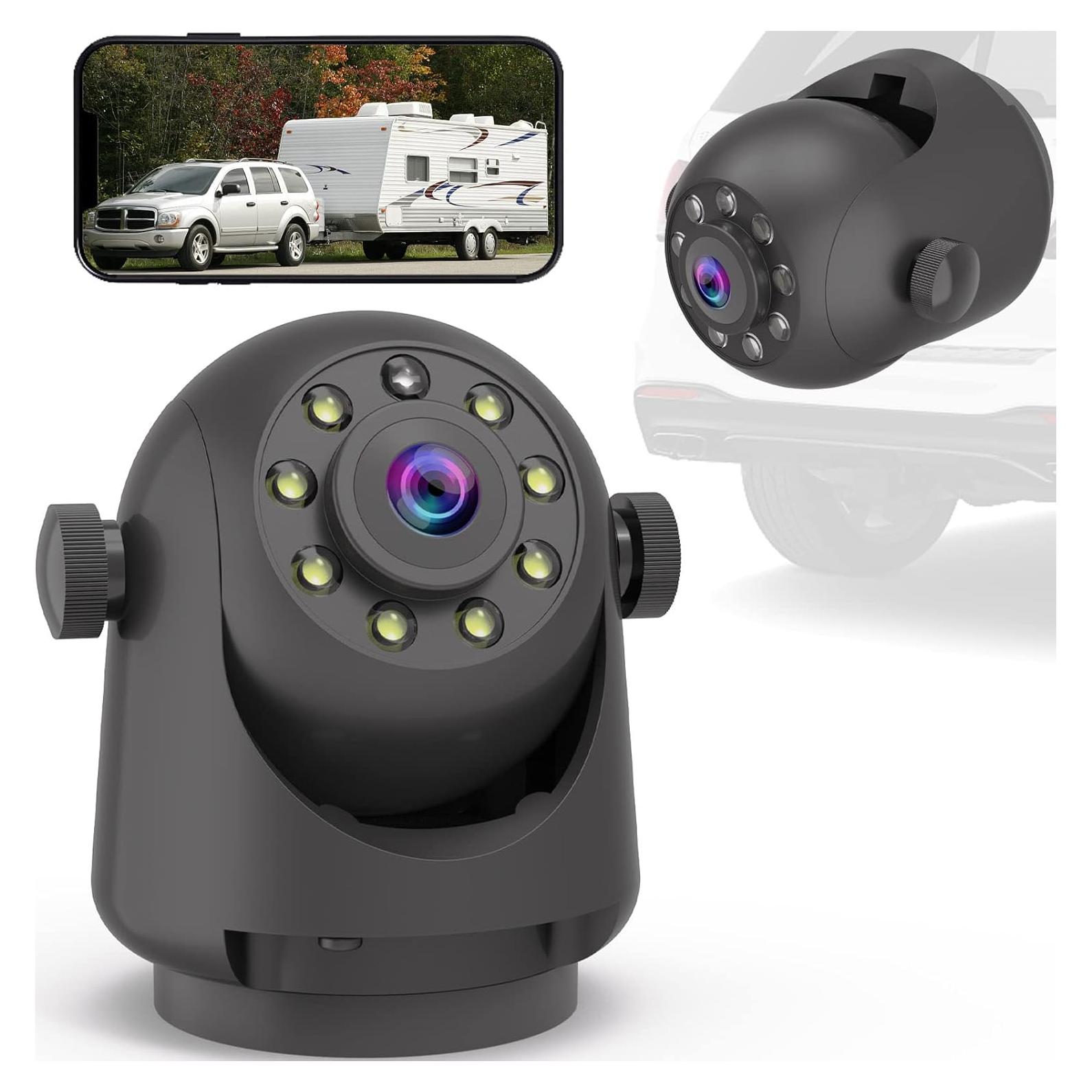 Wireless Magnetic Backup Camera for Trailers/RV/Camper - WiFi Rechargeable HD Night Vision, No Wiring/Drilling, Easy Hitch Alignment, Compatible with iPhone/Android/iPad (Gooseneck/Fifth Wheel)