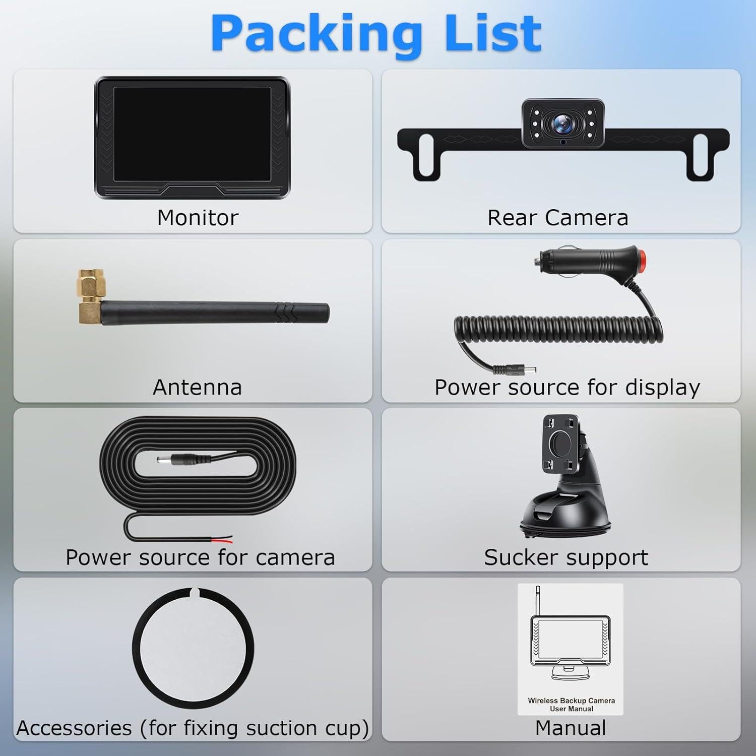 Cámara de Respaldo Inalámbrica Jansite 5" 1080P con Monitor