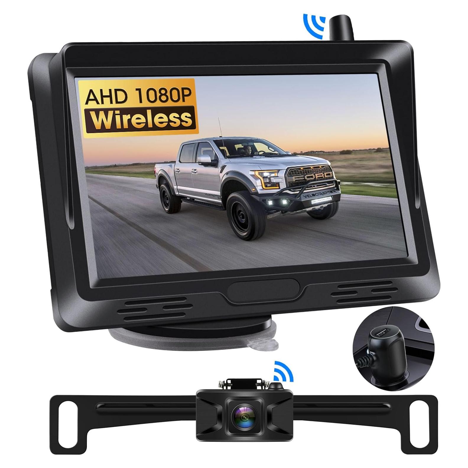 Cámara de Respaldo Inalámbrica Jelkuz 5" 1080P HD Visión Nocturna