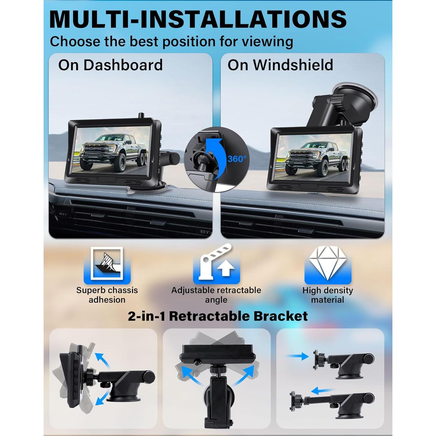 Cámara de Respaldo Inalámbrica Jelkuz 5" 1080P HD Visión Nocturna