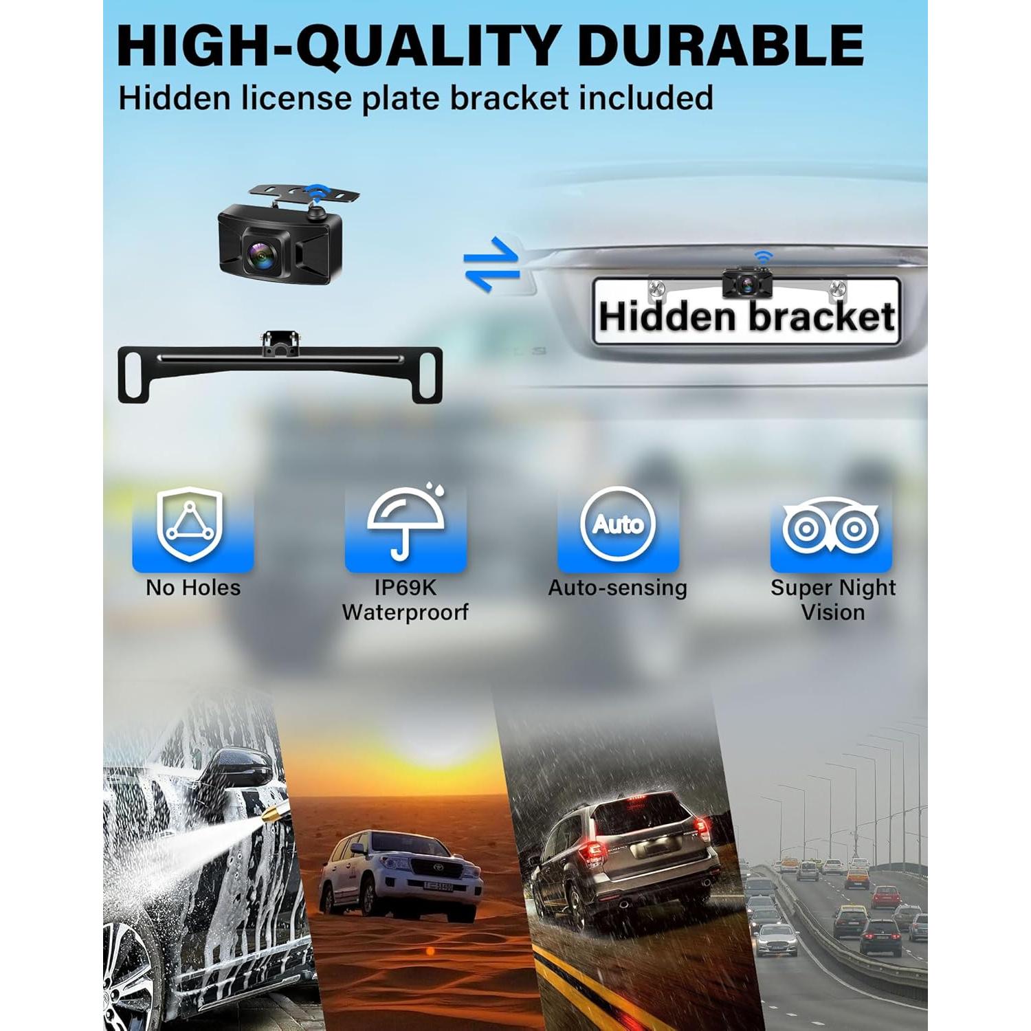 Cámara de Respaldo Inalámbrica Jelkuz 5" 1080P HD Visión Nocturna