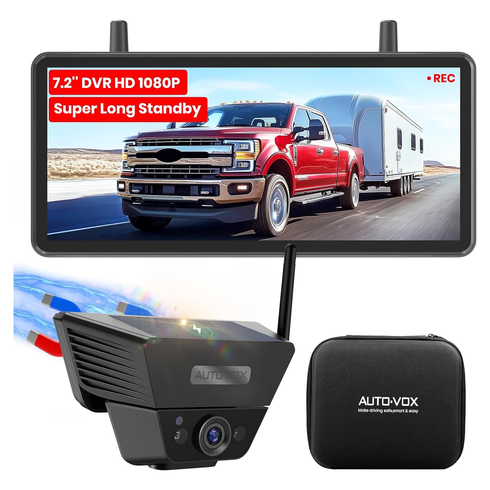 Cámara de Respaldo Inalámbrica Solar AUTO VOX 7.2" HD