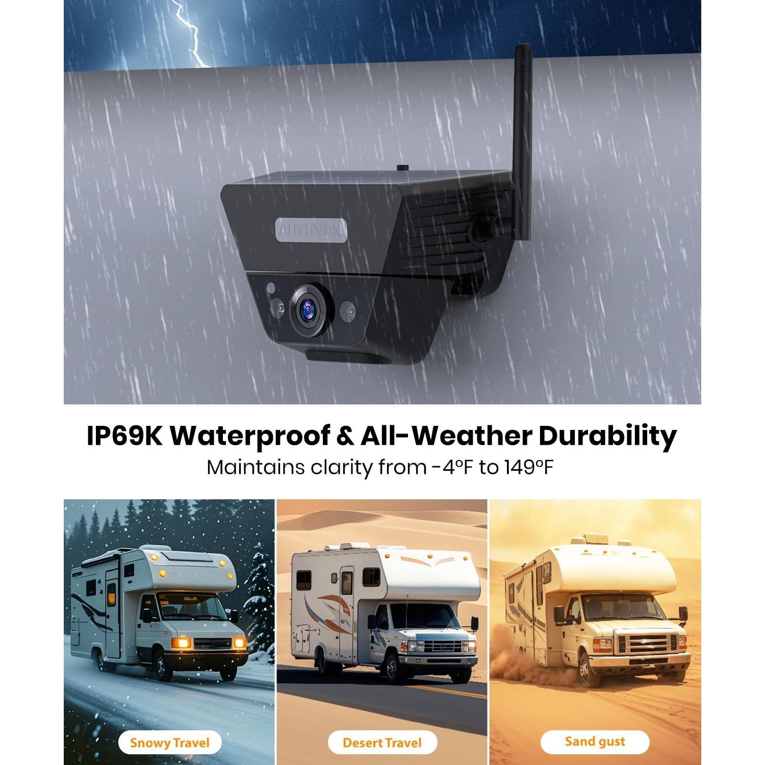 Cámara de Respaldo Inalámbrica Solar AUTO VOX 7.2" HD