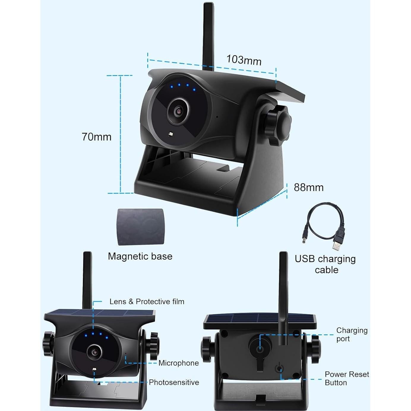 Cámara de Respaldo Inalámbrica Solar STONVUE 1080P IP66