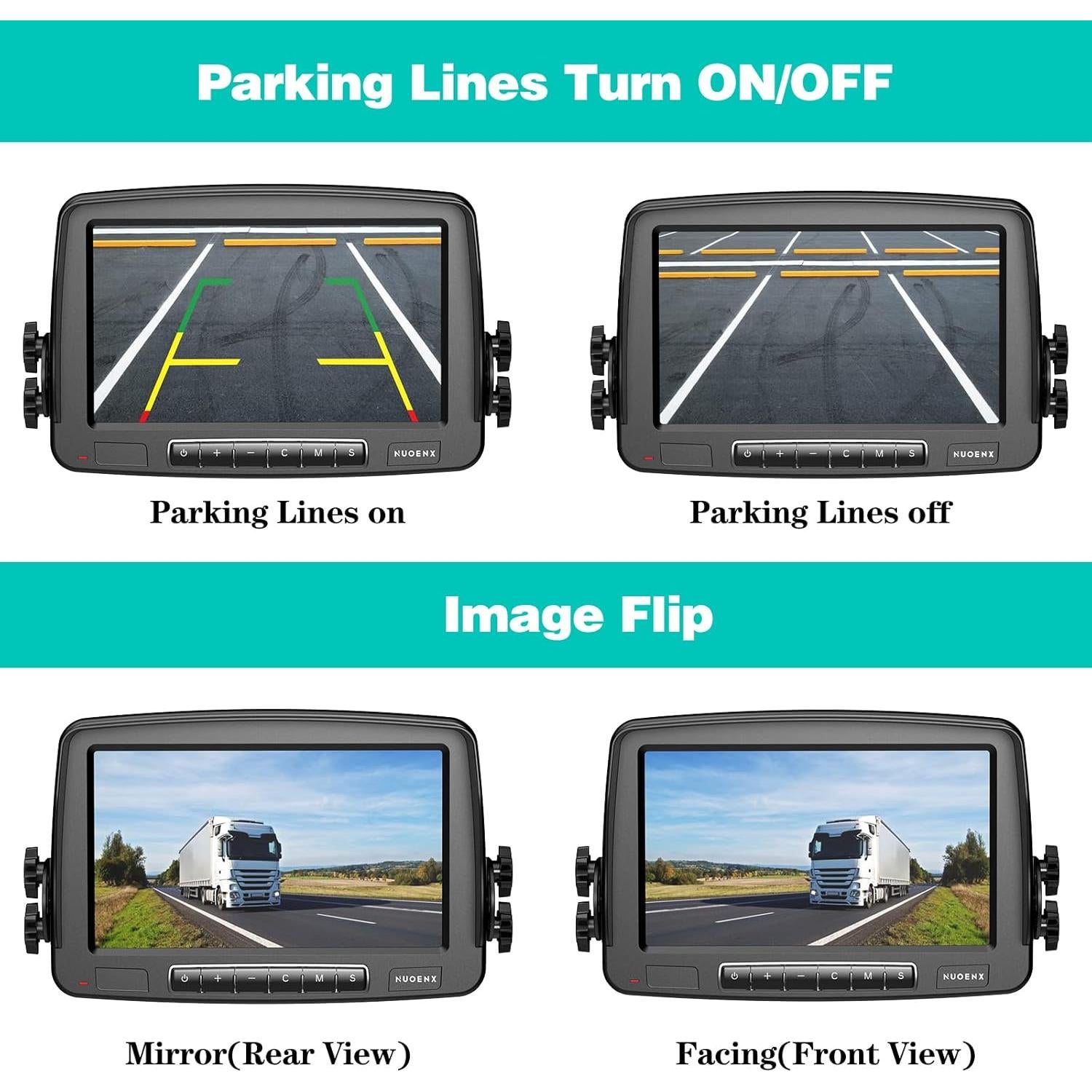 Cámara de Respaldo Inalámbrica Nuoenx 7" HD 1080P IP68