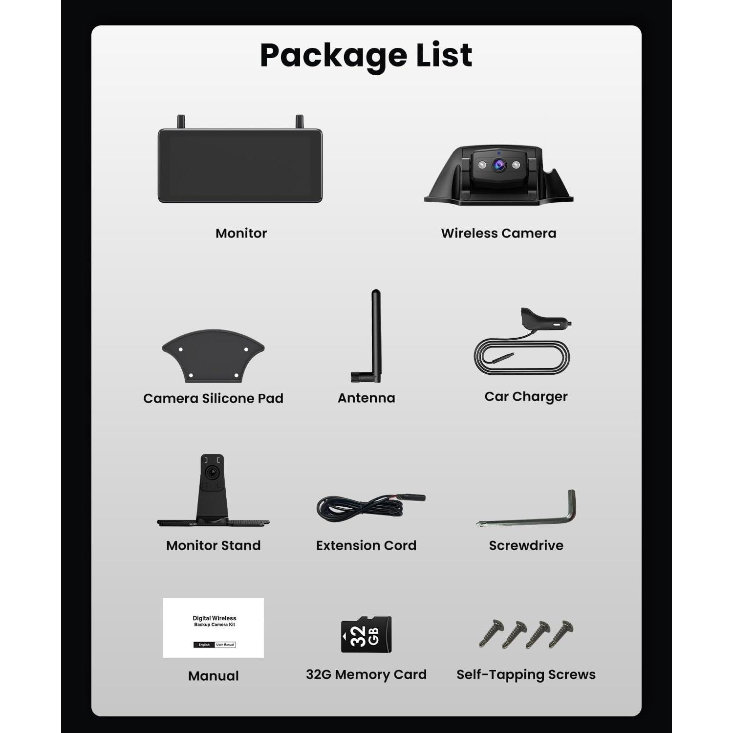 Cámara de Respaldo Inalámbrica AUTO-VOX RV 1080P 7.2" con IR