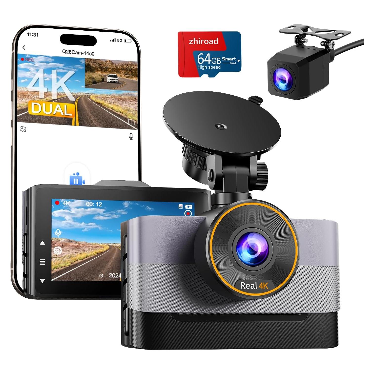 Cámara Dash 4K Delantera y Trasera Zhiroad con WiFi y G-Sensor