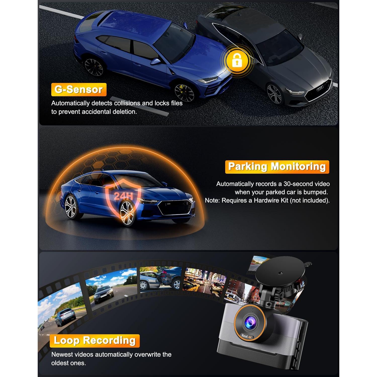 Cámara Dash 4K Delantera y Trasera Zhiroad con WiFi y G-Sensor