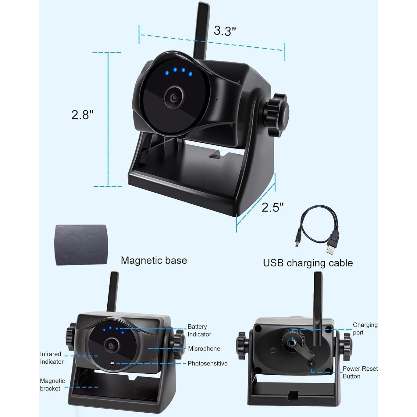 Cámara de Respaldo Inalámbrica STONVUE S1-WF818 1080P IP69K