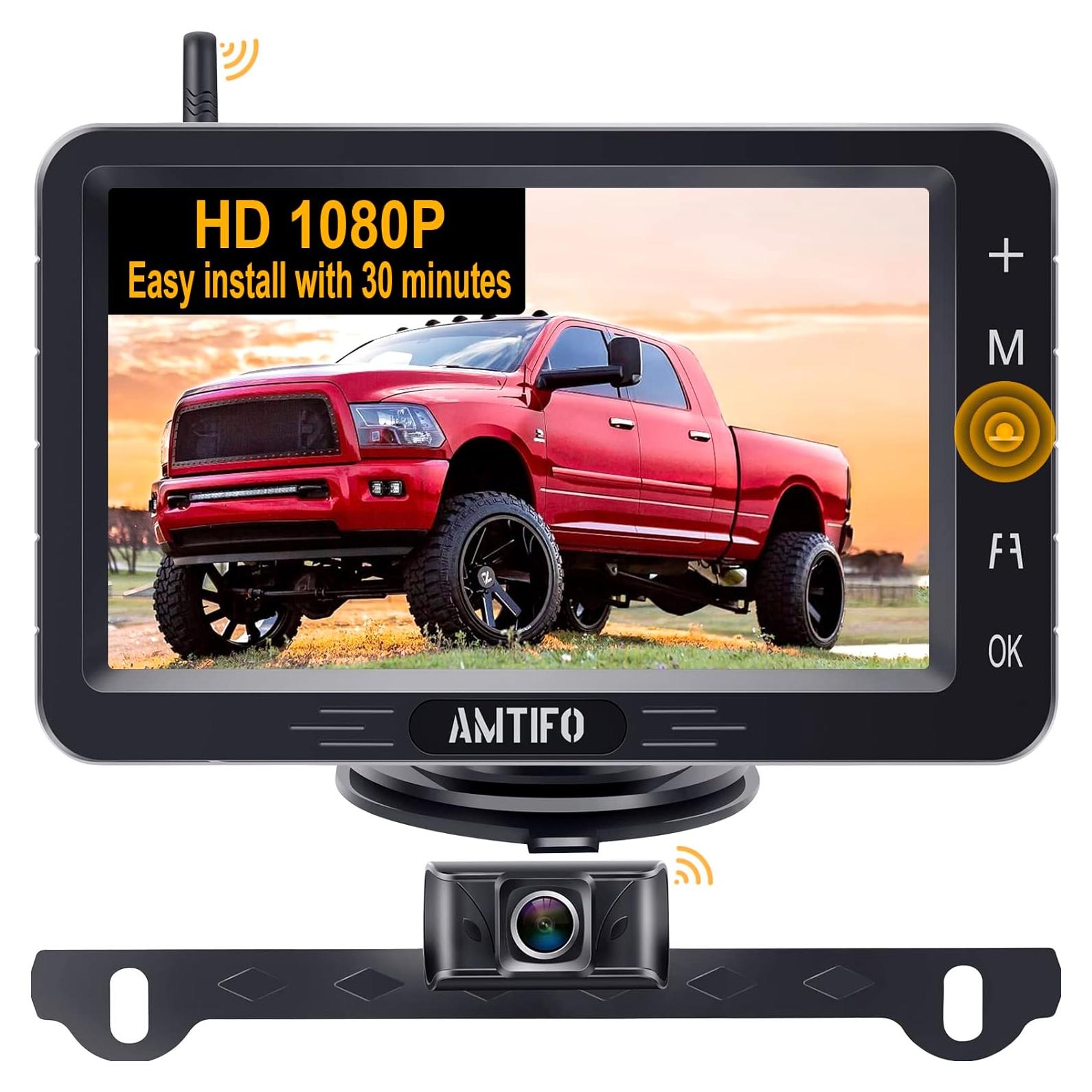 Cámara de Respaldo Inalámbrica AMTIFO A6 5" HD 1080P Impermeable