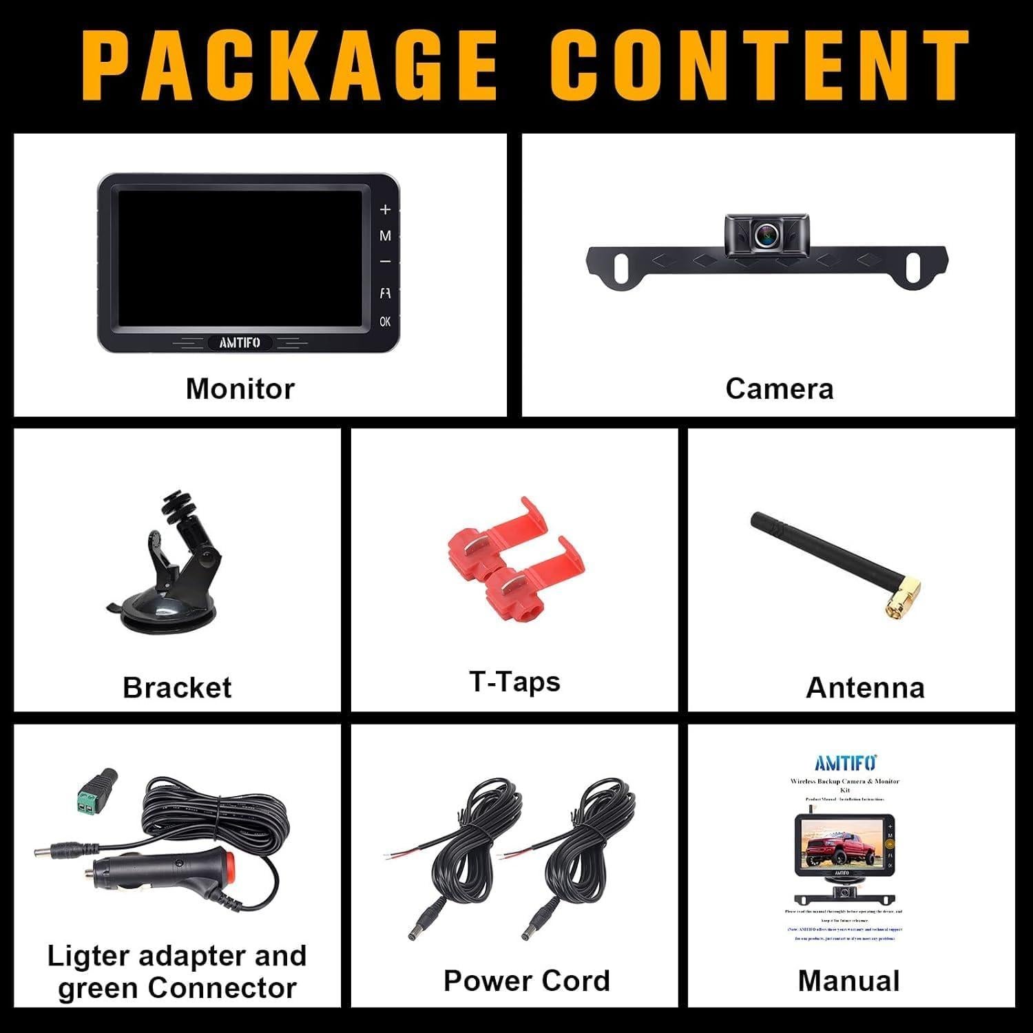 Cámara de Respaldo Inalámbrica AMTIFO A6 5" HD 1080P Impermeable