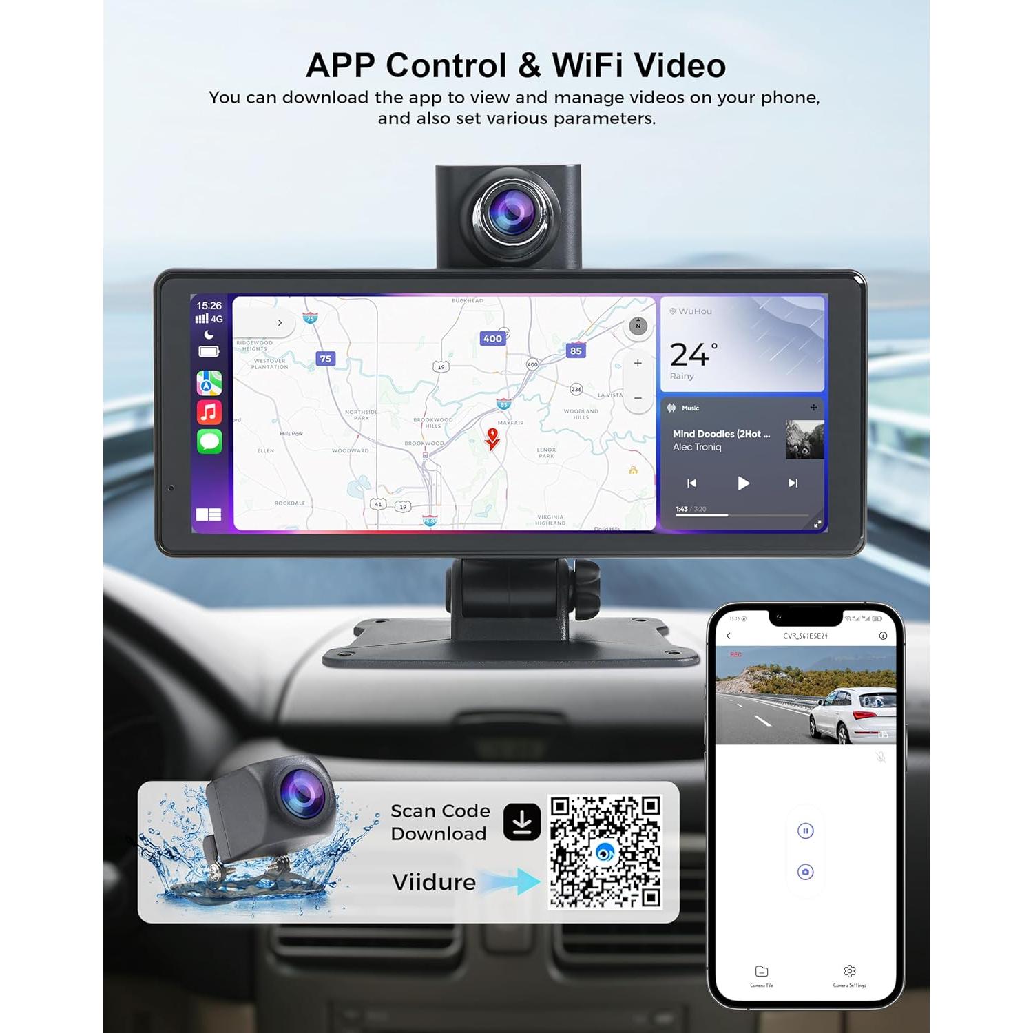 Estéreo de Coche Venluna 8.1'' Carplay Bluetooth con Cámara 4K