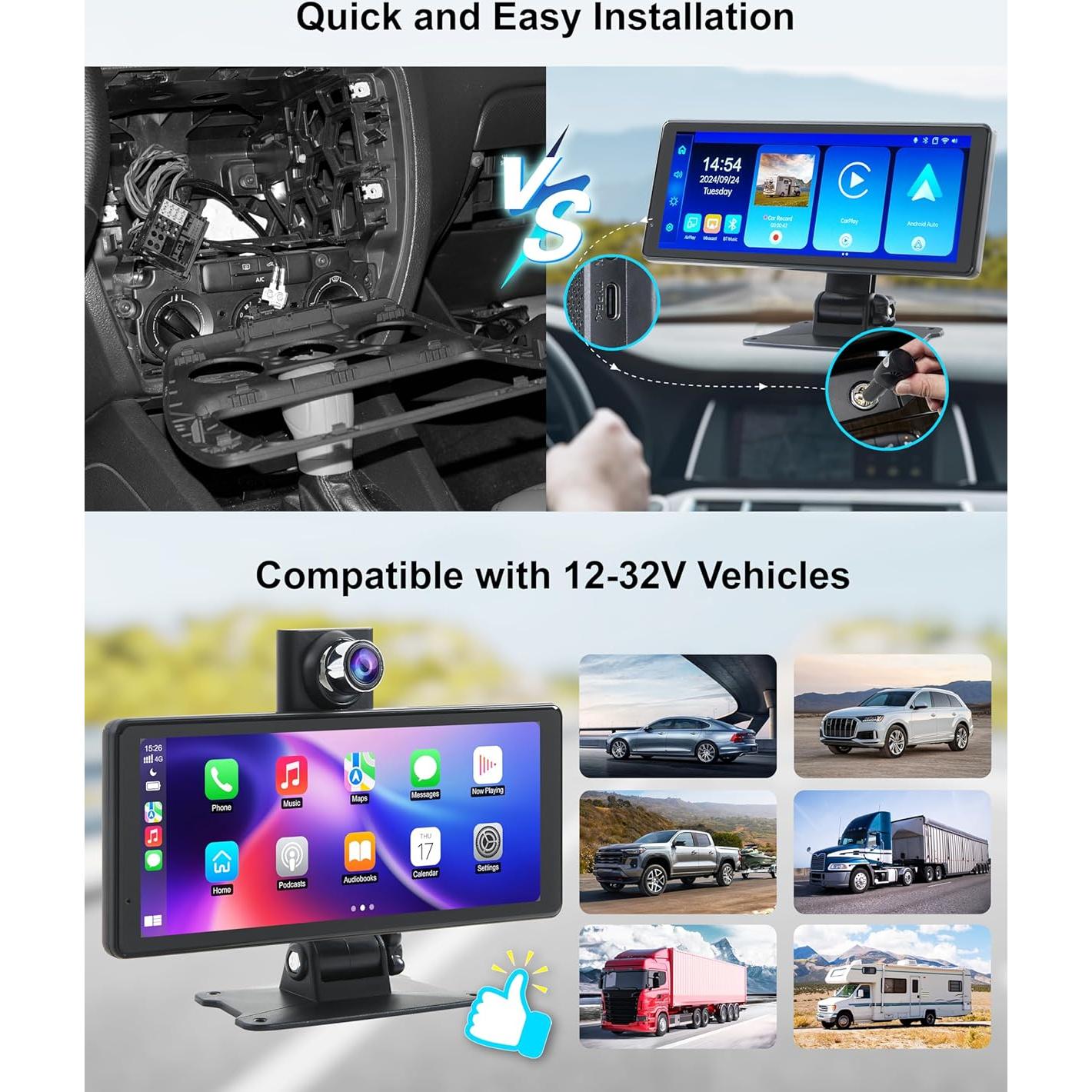 Estéreo de Coche Venluna 8.1'' Carplay Bluetooth con Cámara 4K