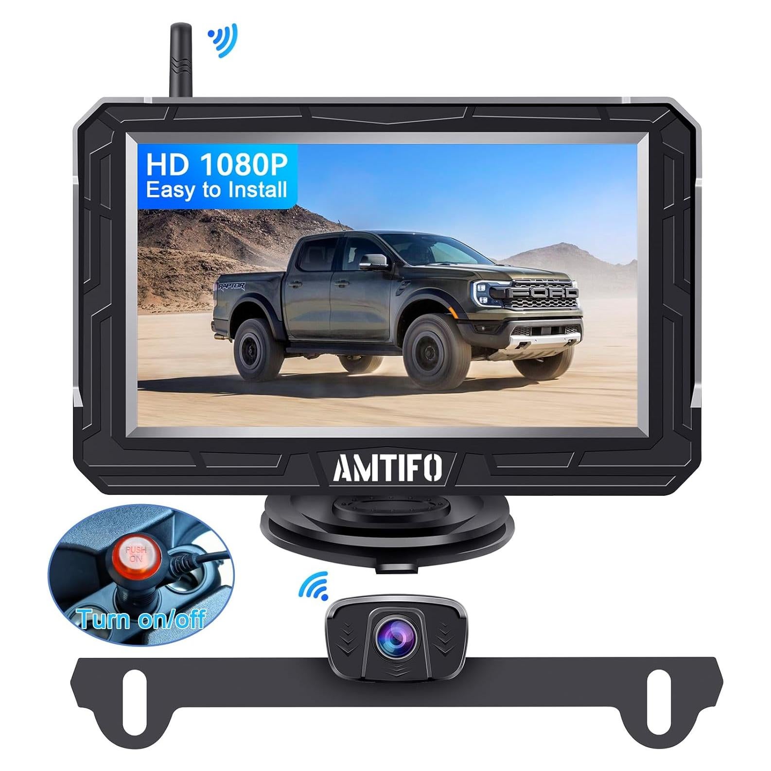 Cámara de Respaldo Inalámbrica AMTIFO A18 HD 1080P 4.3"