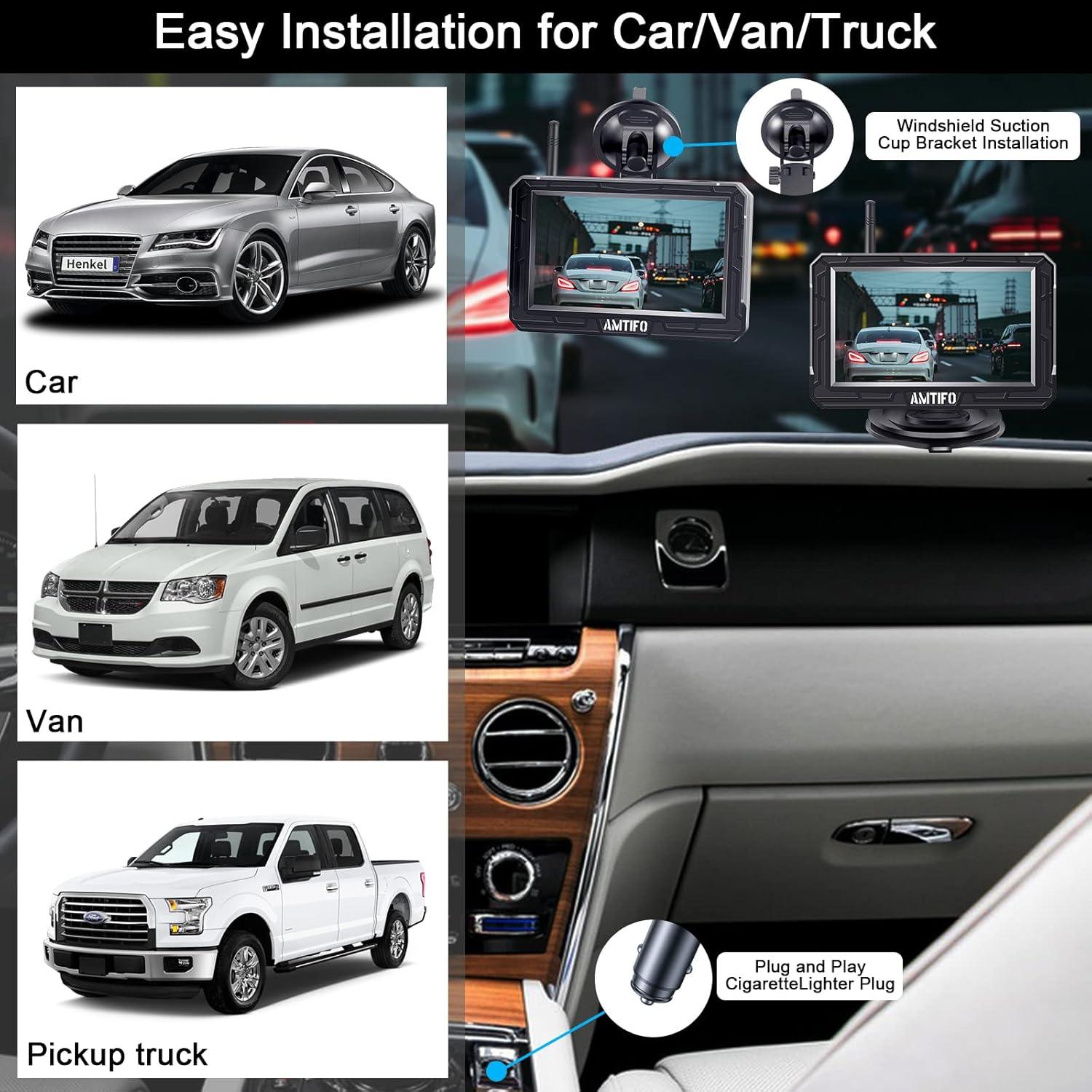 Cámara de Respaldo Inalámbrica AMTIFO A18 HD 1080P 4.3"