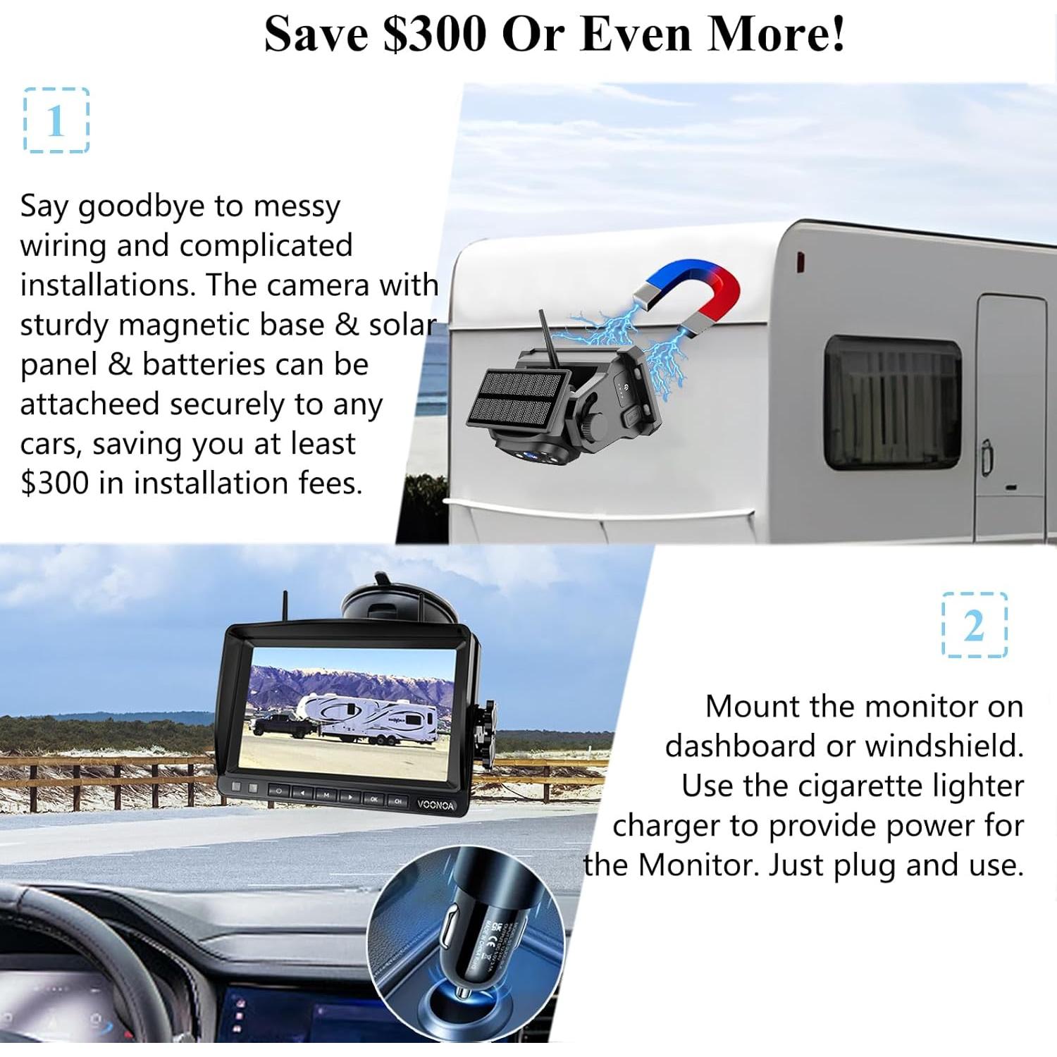 Cámara de Respaldo Inalámbrica Solar VOONOA VN003 9600mAh