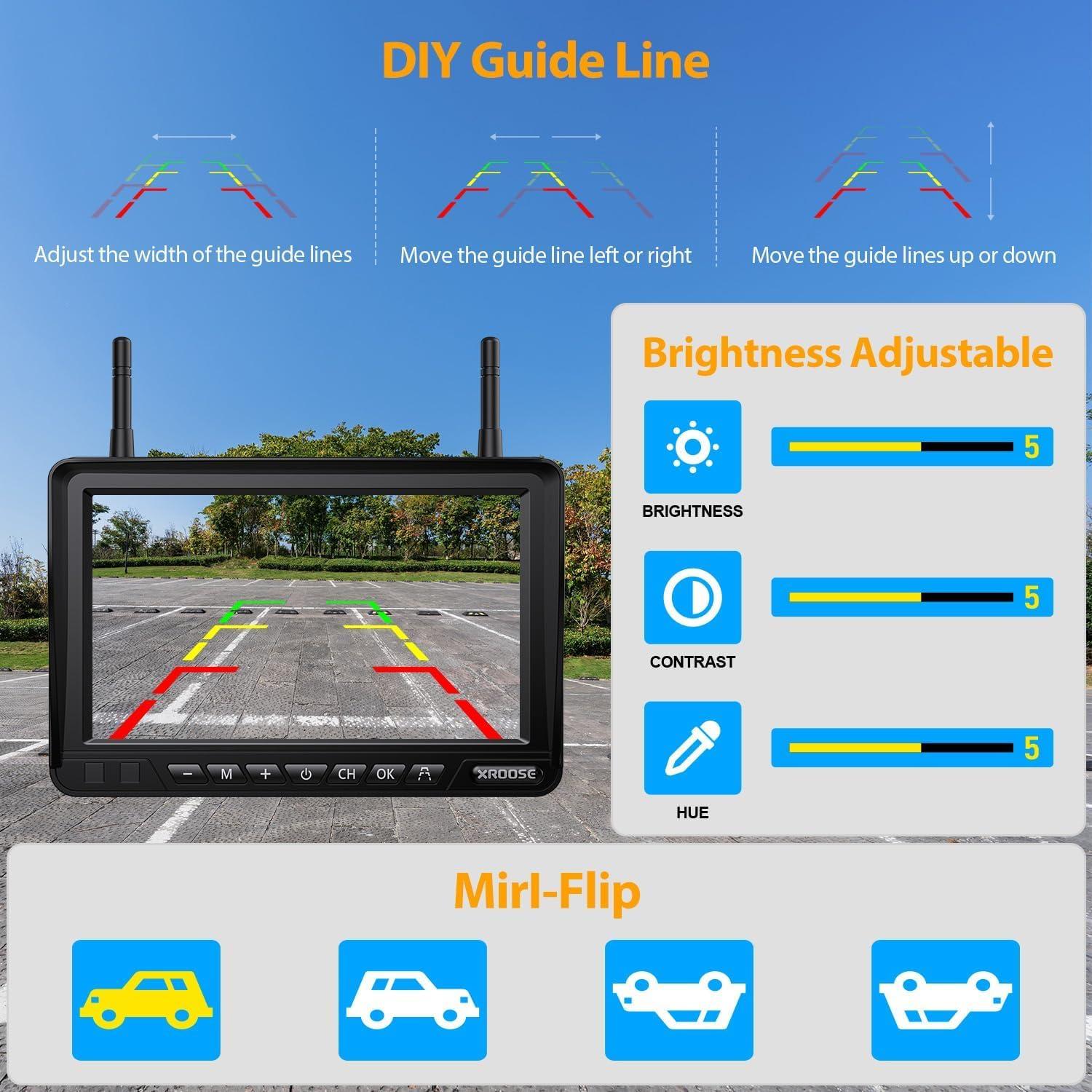 Cámara de Respaldo Inalámbrica Solar Xroose 7" HD 1080P