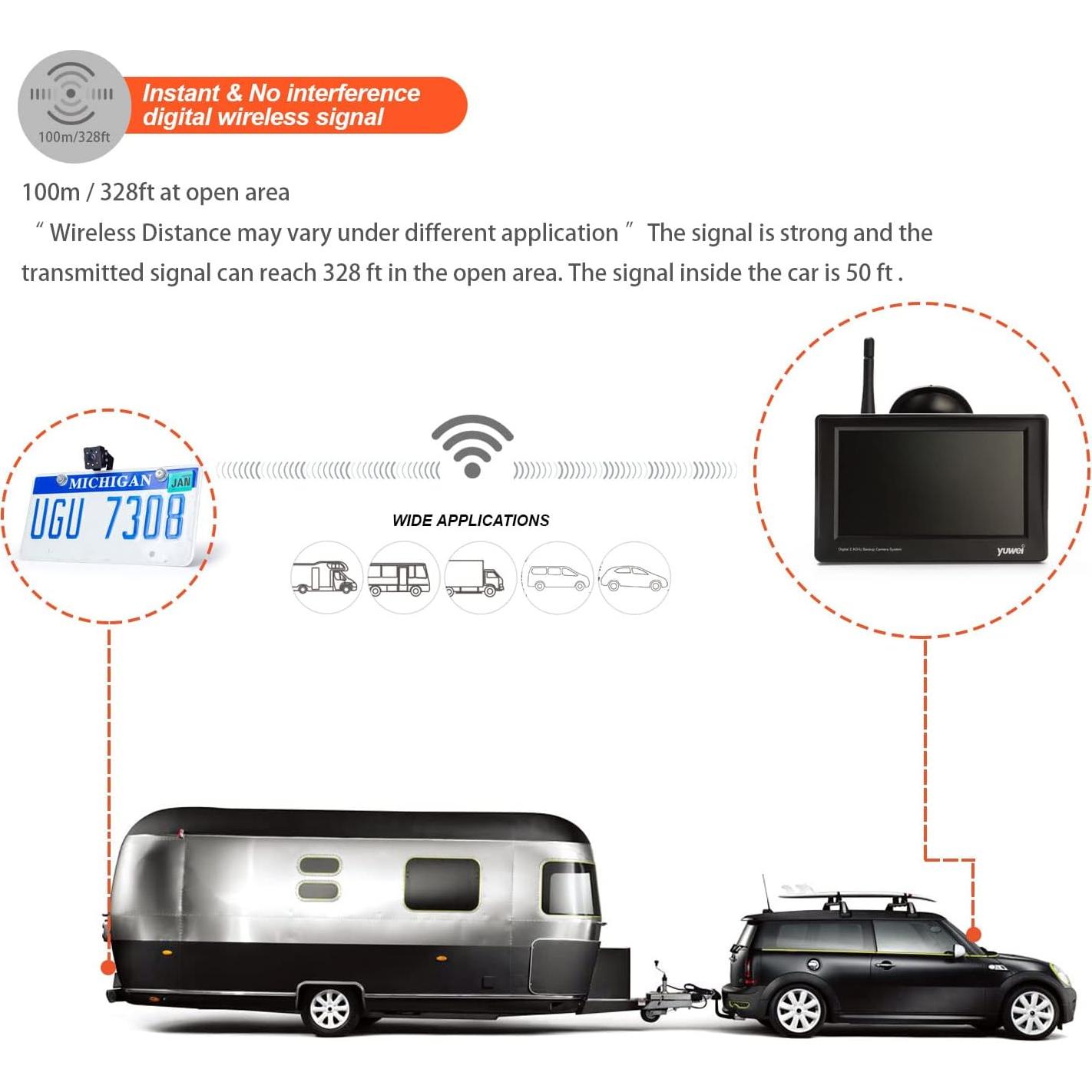 Sistema de Cámara de Respaldo Inalámbrico YUWEI 4.3" LCD