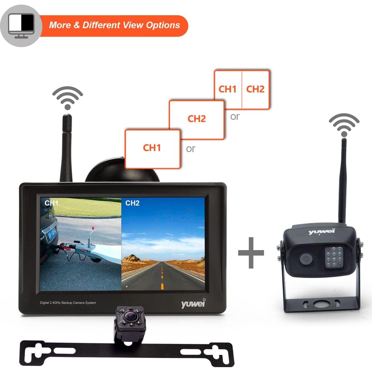 Sistema de Cámara de Respaldo Inalámbrico YUWEI 4.3" LCD