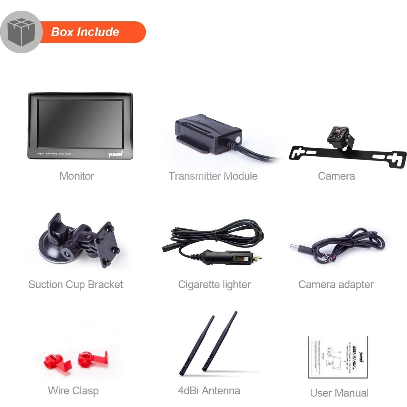 Sistema de Cámara de Respaldo Inalámbrico YUWEI 4.3" LCD