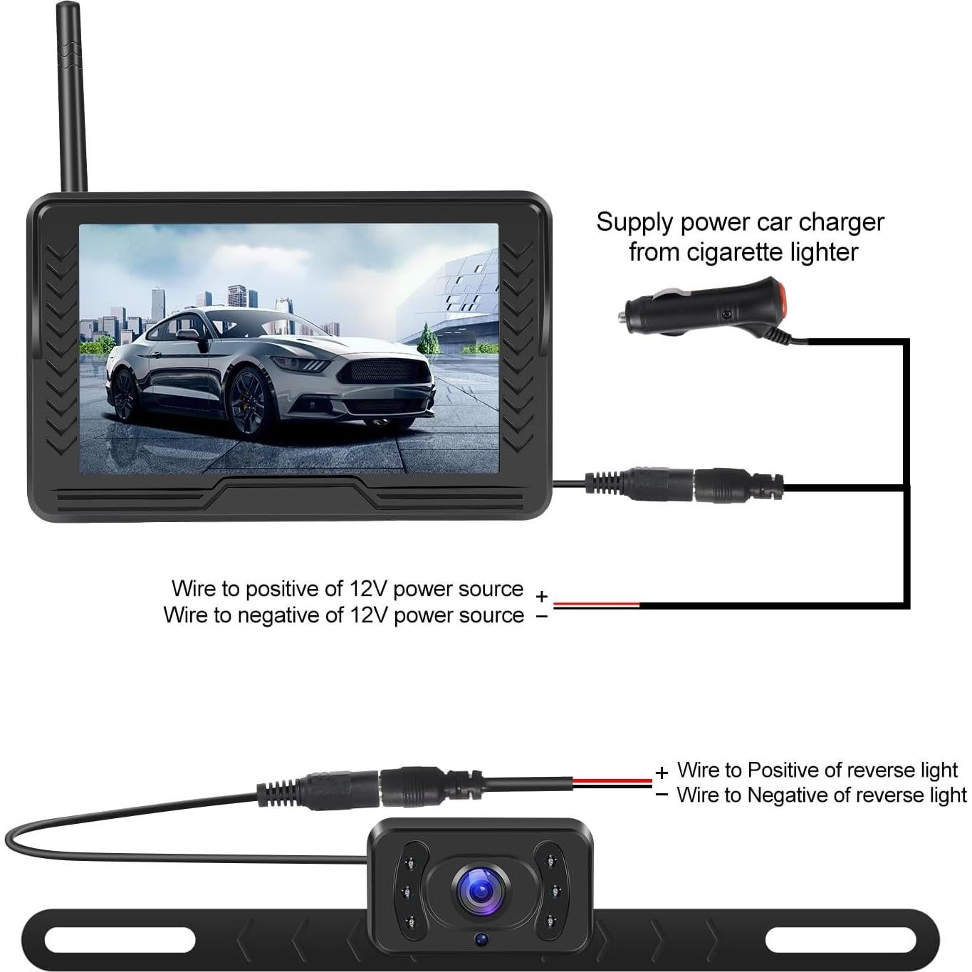 Cámara de Respaldo Inalámbrica Hikity 5" con Monitor IPS