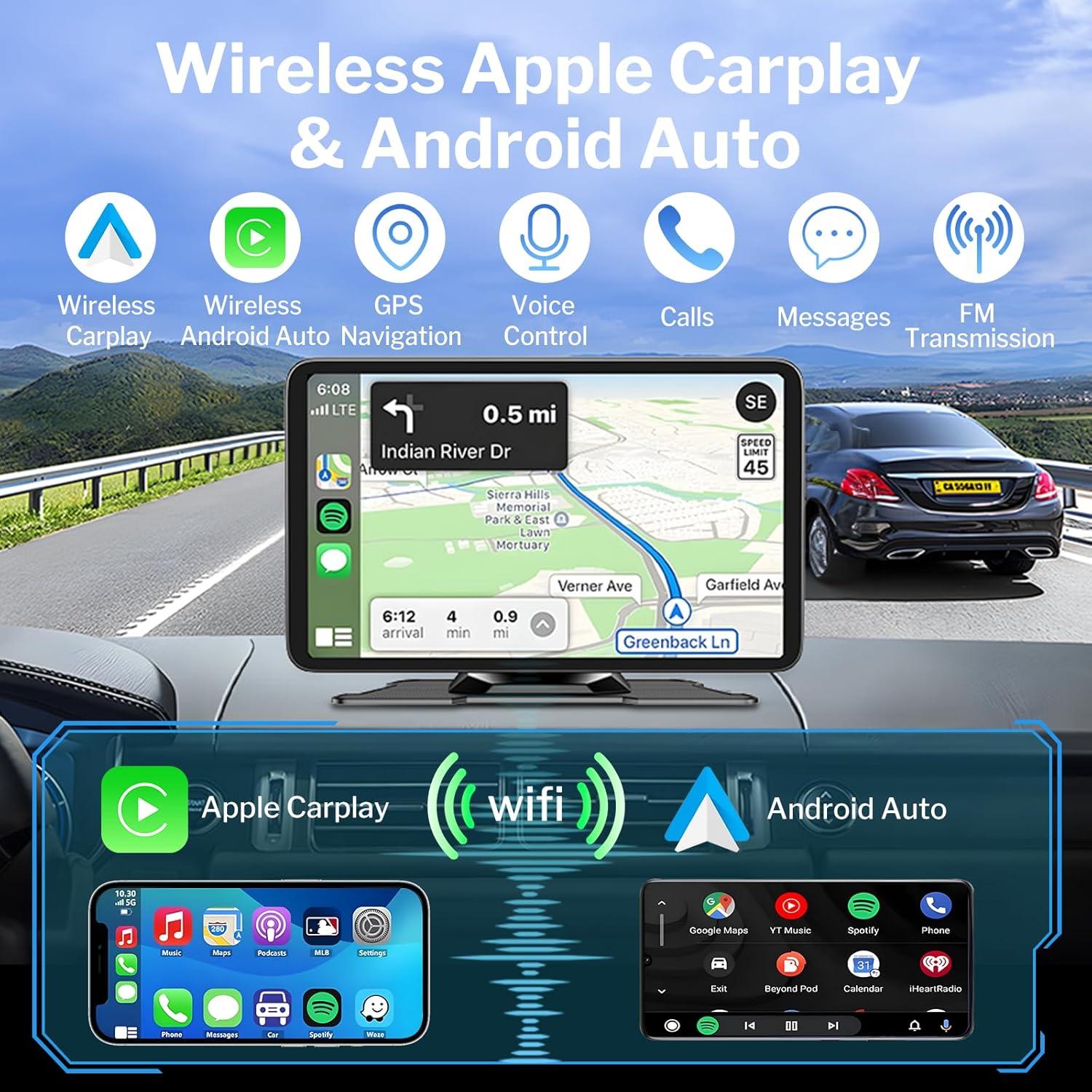 Pantalla Táctil Portátil Veqotya 7" HD CarPlay y Android Auto