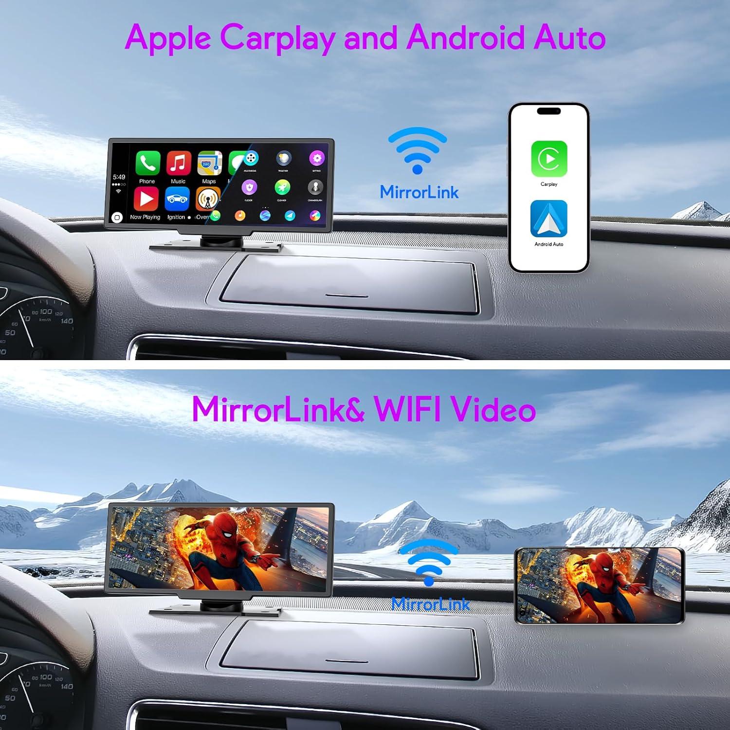 Pantalla Inalámbrica Carplay NUOTIAN 26.06 cm con Cámara HD