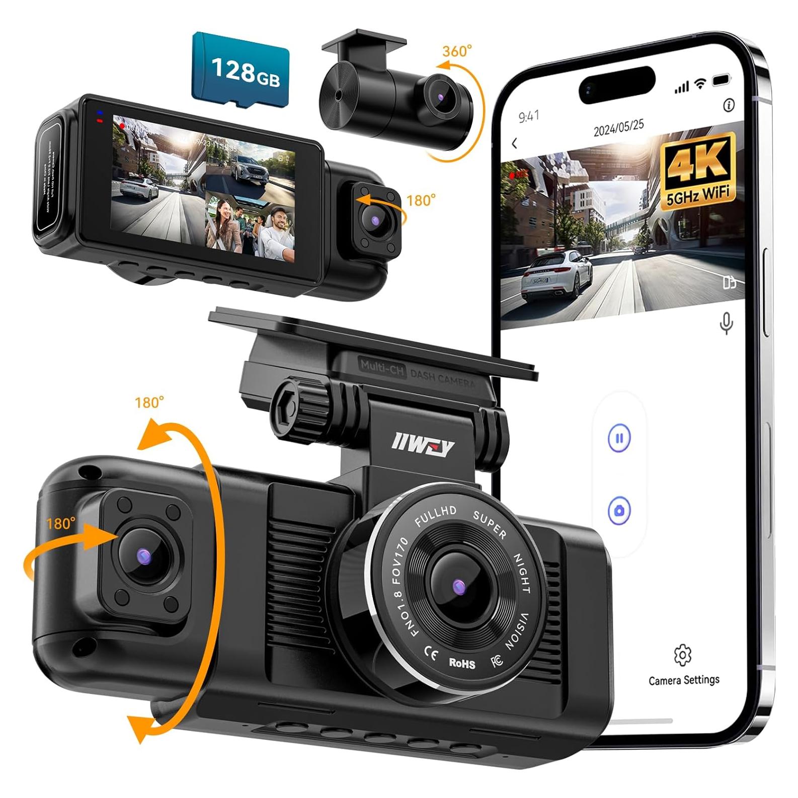 Cámara de Salpicadero iiwey N7 3 Canales 3K+1080P con SD 128GB