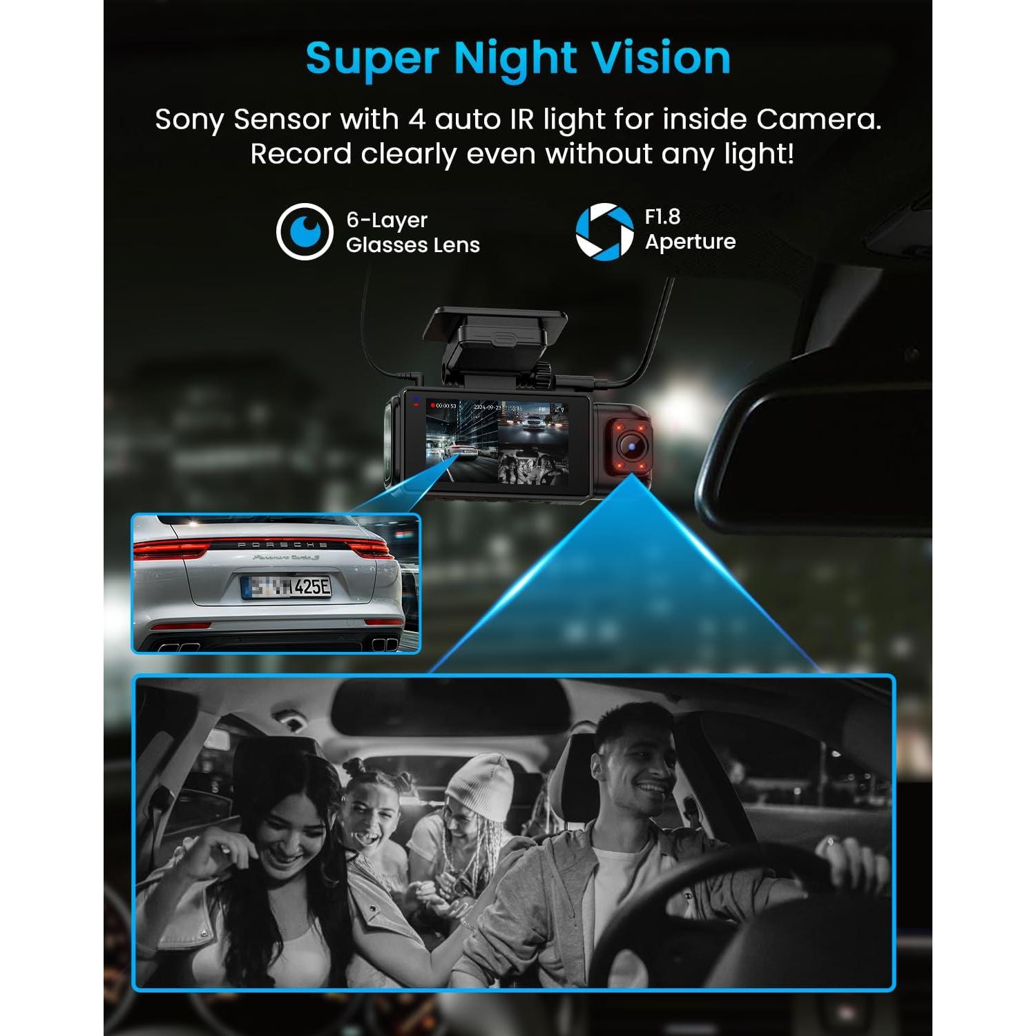 Cámara de Salpicadero iiwey N7 3 Canales 3K+1080P con SD 128GB