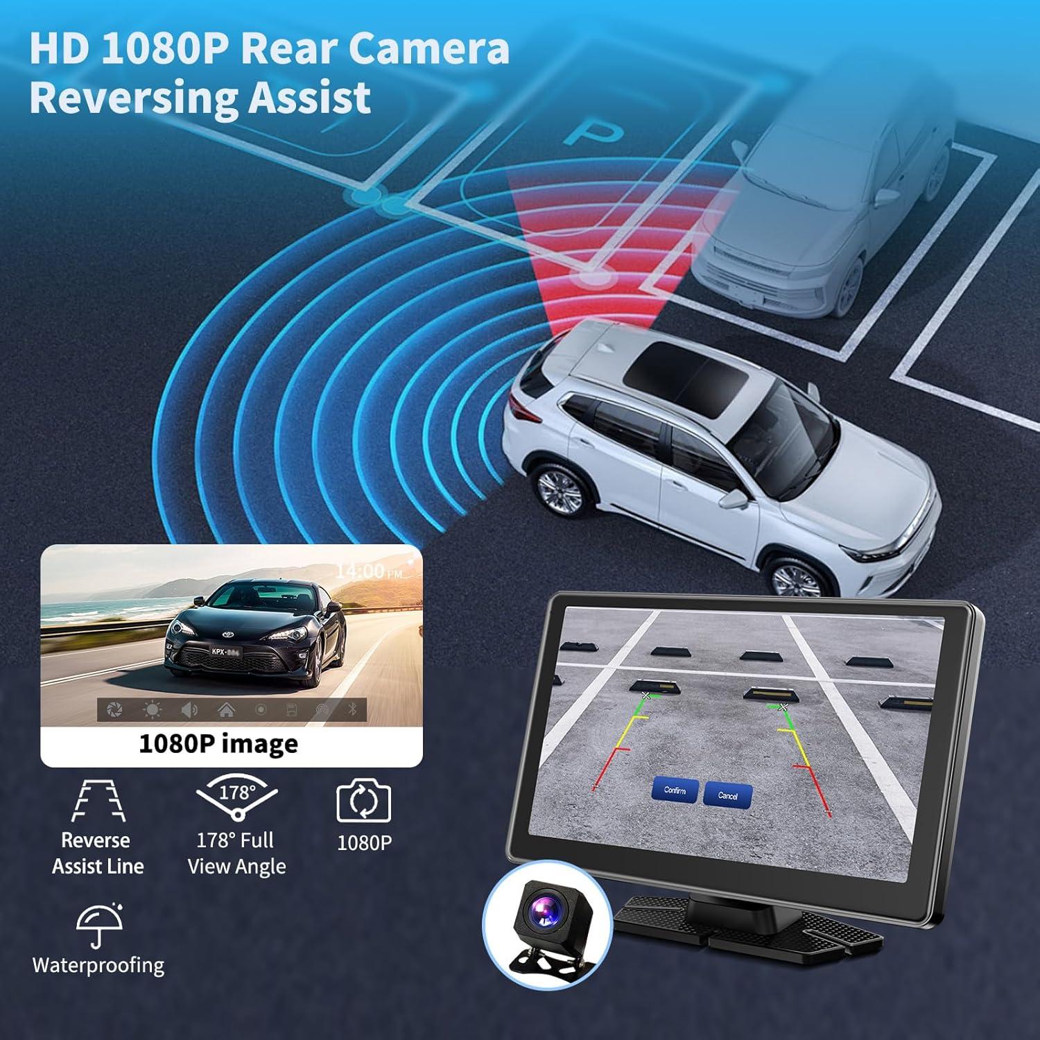 Pantalla Portátil Inalámbrica Leadtree 9" HD Carplay y Android Auto