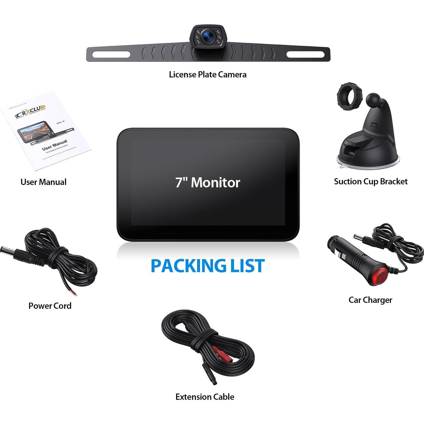 Cámara de Respaldo con Monitor 7" HD 1080P ZEROXCLUB B7