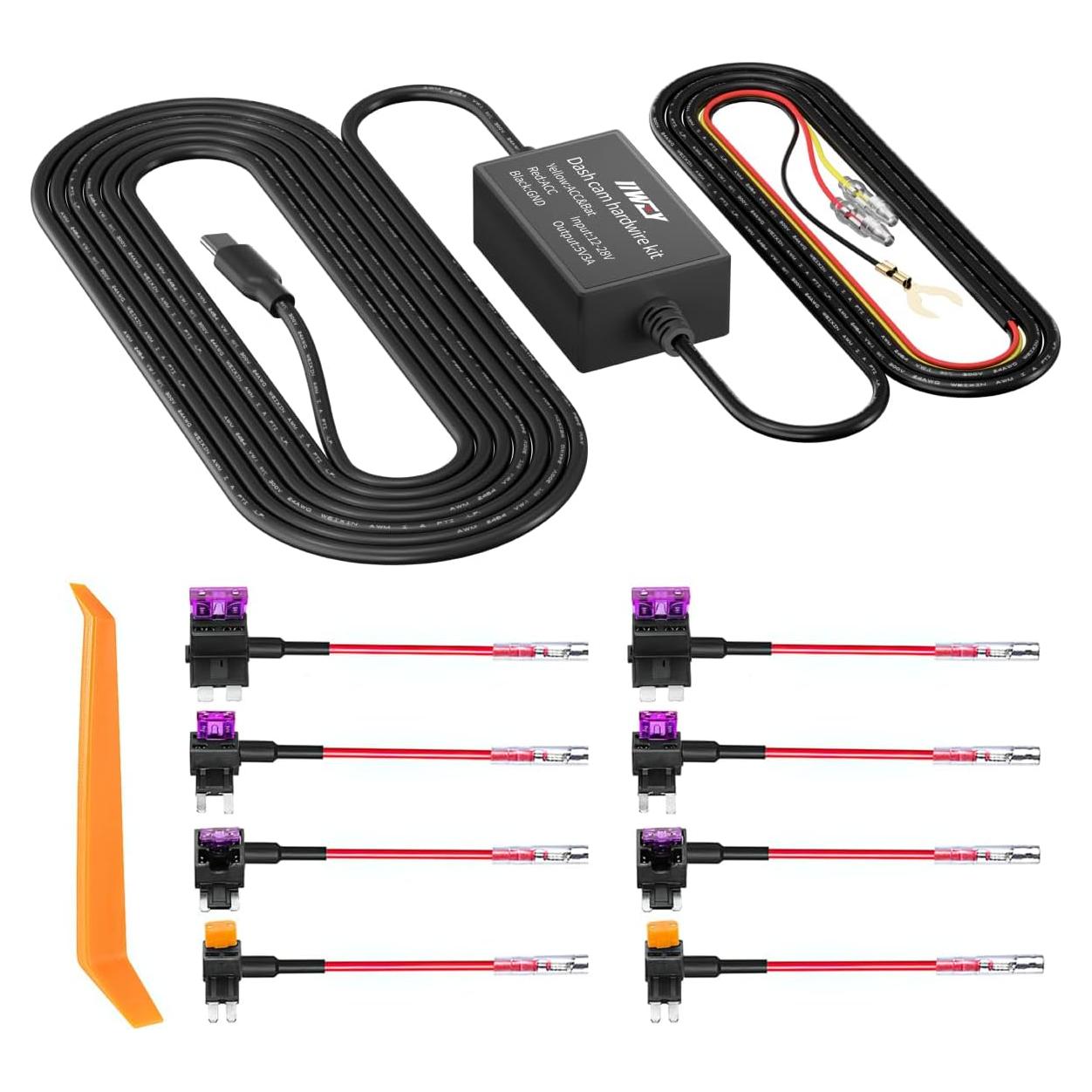 Kit de Cableado Duro IIWEY para Cámara de Tablero 4m 12V-24V