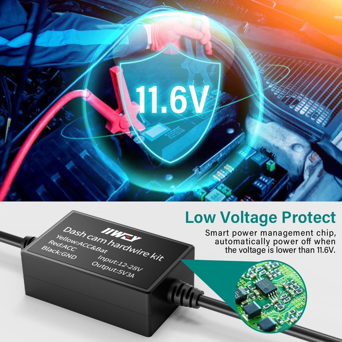 Kit de Cableado Duro IIWEY para Cámara de Tablero 4m 12V-24V