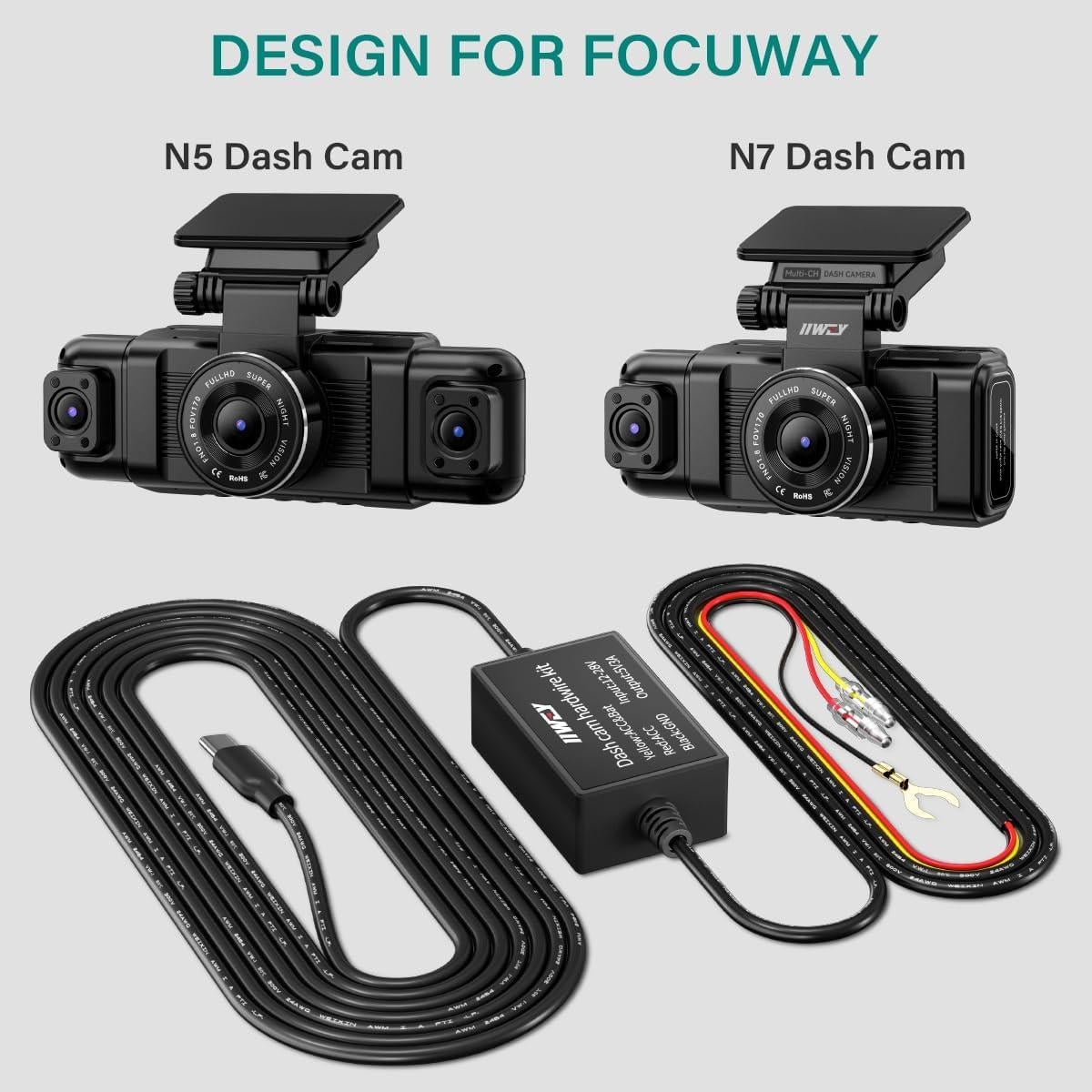 Kit de Cableado Duro IIWEY para Cámara de Tablero 4m 12V-24V