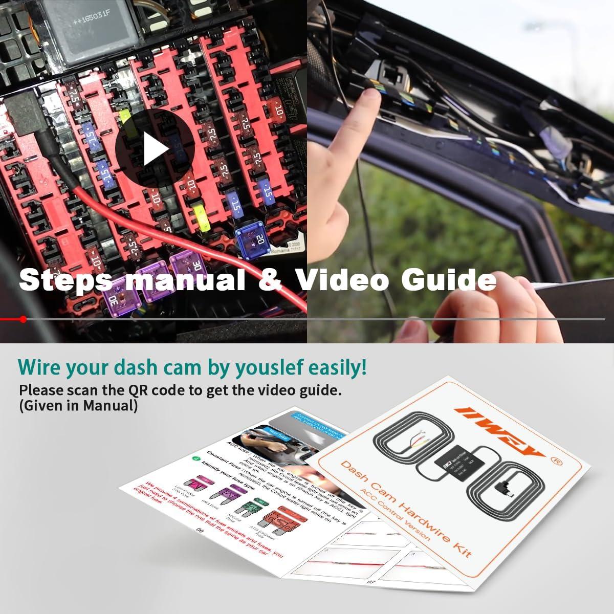 Kit de Cableado Duro IIWEY para Cámara de Tablero 4m 12V-24V