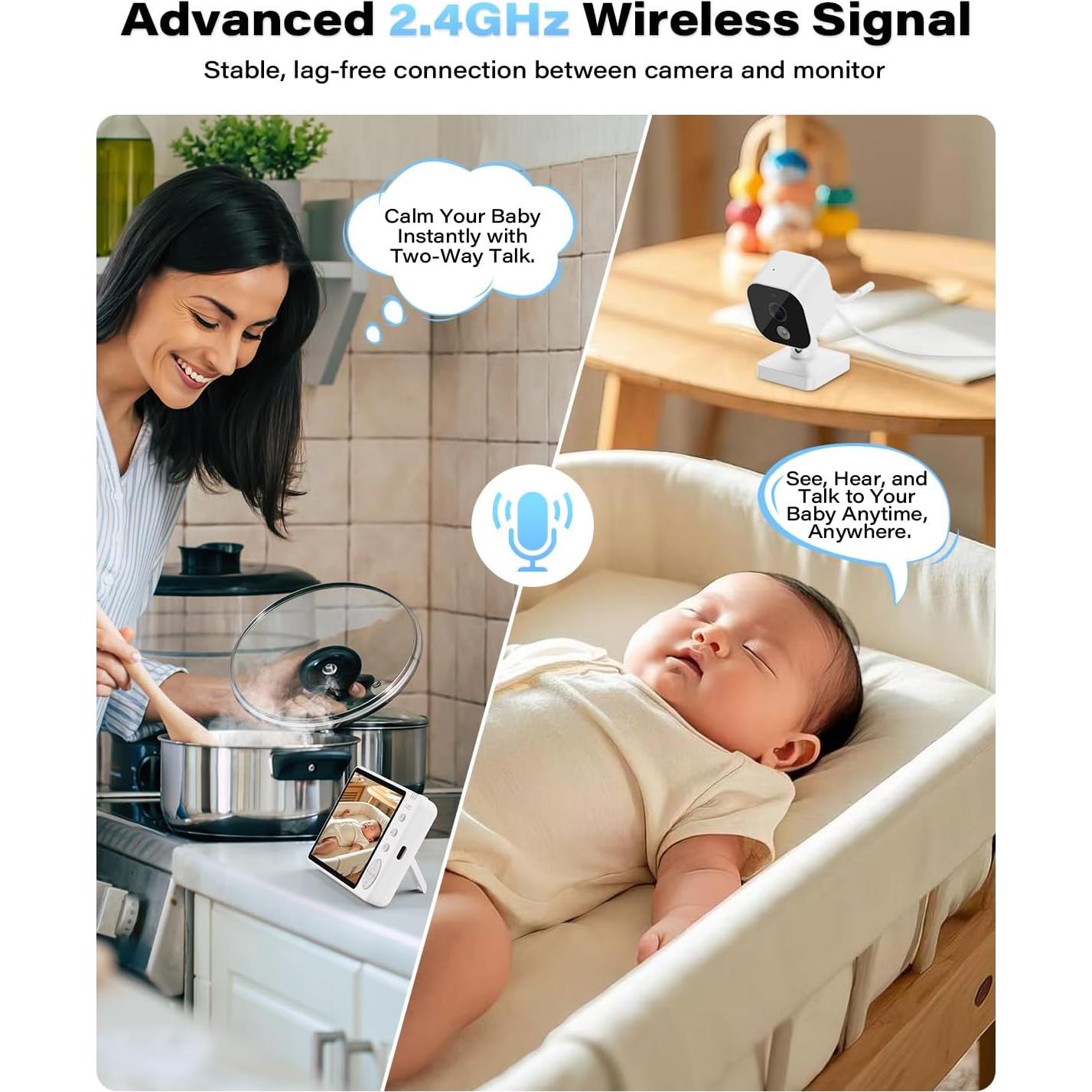 Cámara para Bebés Wiiki-Tech V3-T2Pro, Monitor 5" HD 1080P