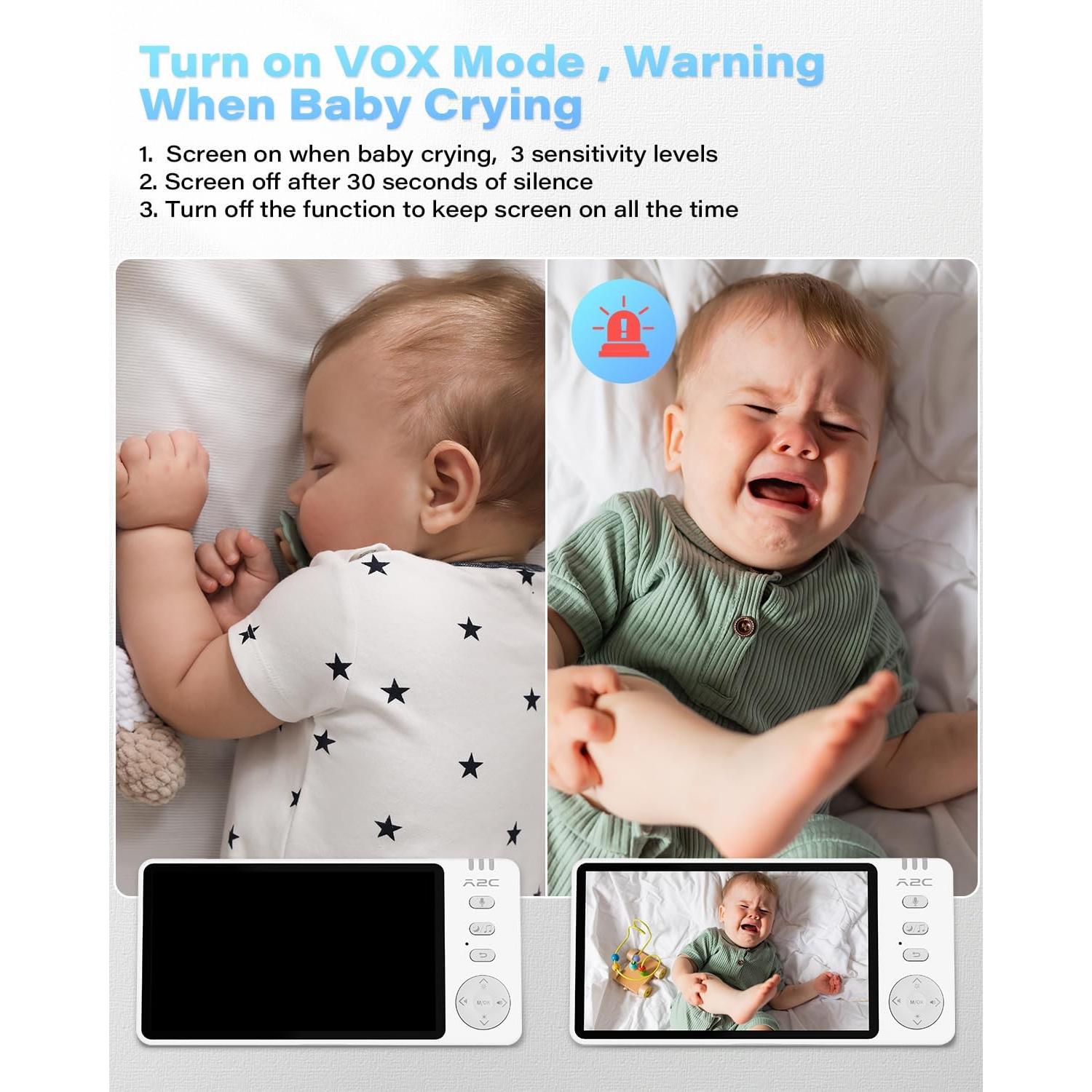 Cámara para Bebés Wiiki-Tech V3-T2Pro, Monitor 5" HD 1080P