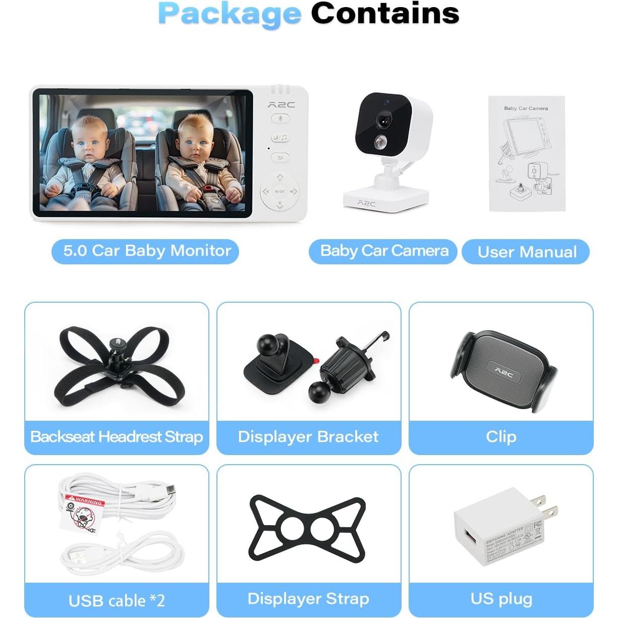 Cámara para Bebés Wiiki-Tech V3-T2Pro, Monitor 5" HD 1080P