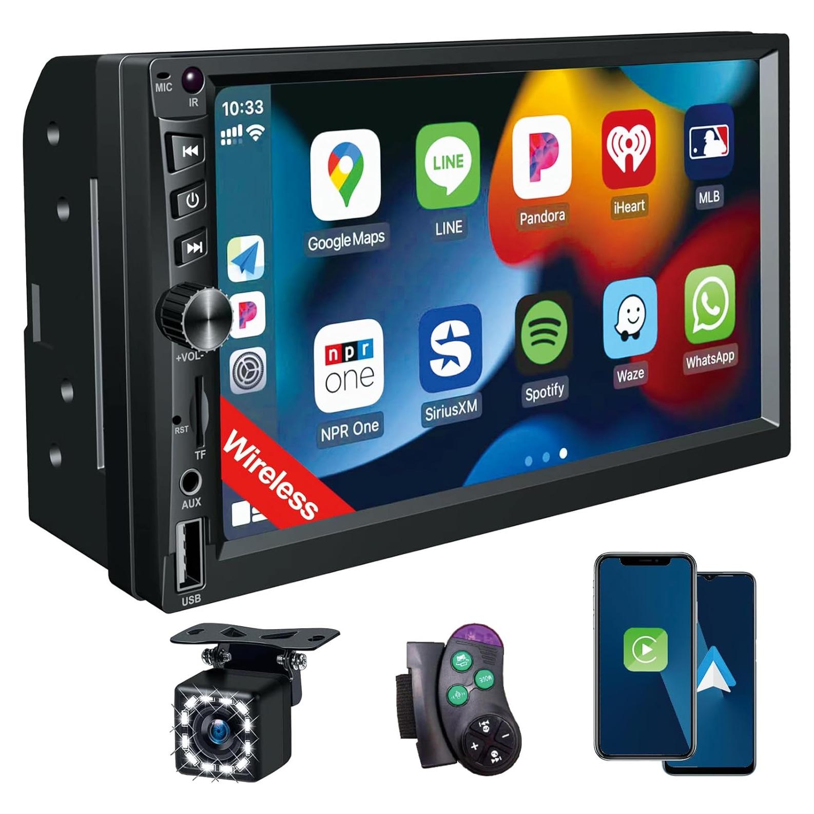 Estéreo Doble Din Durxenmnt 7" HD Bluetooth 5.1 CarPlay Android Auto