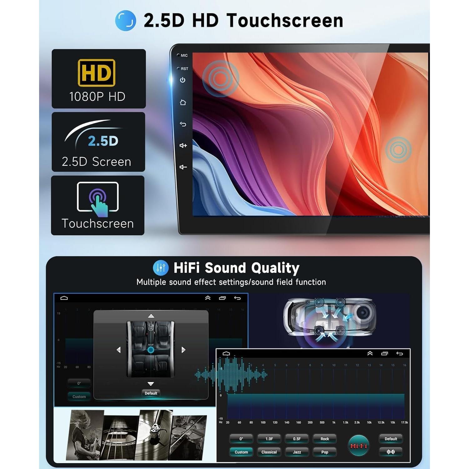 for Honda Accord 7th 2003-2007 Android Car Radio Stereo with Wireless Carplay/Android Auto 10.1" Touchscreen WiFi GPS Navigation Backup Camera DSP Bluetooth FM/RDS SWC 2G+64G