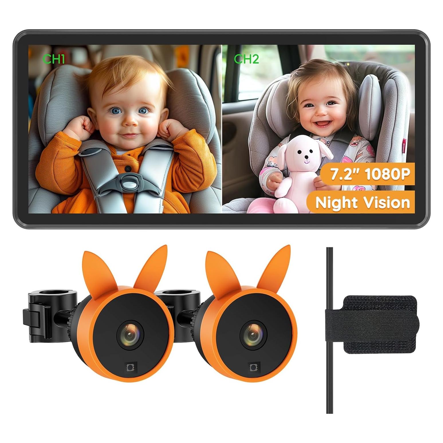 Cámara para Bebés BV3 PRO - Monitor HD 7.2" Doble Canal 1080P