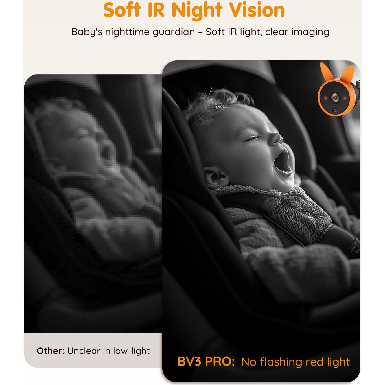 Cámara para Bebés BV3 PRO - Monitor HD 7.2" Doble Canal 1080P