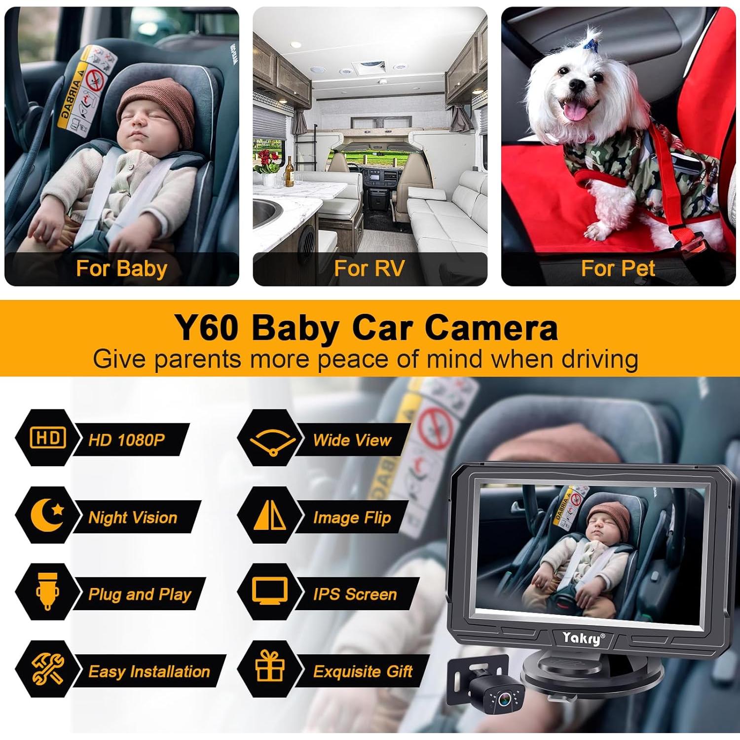 Cámara para Bebés Yakry Y60 - HD 1080P, 170° Gran Angular, Visión Nocturna