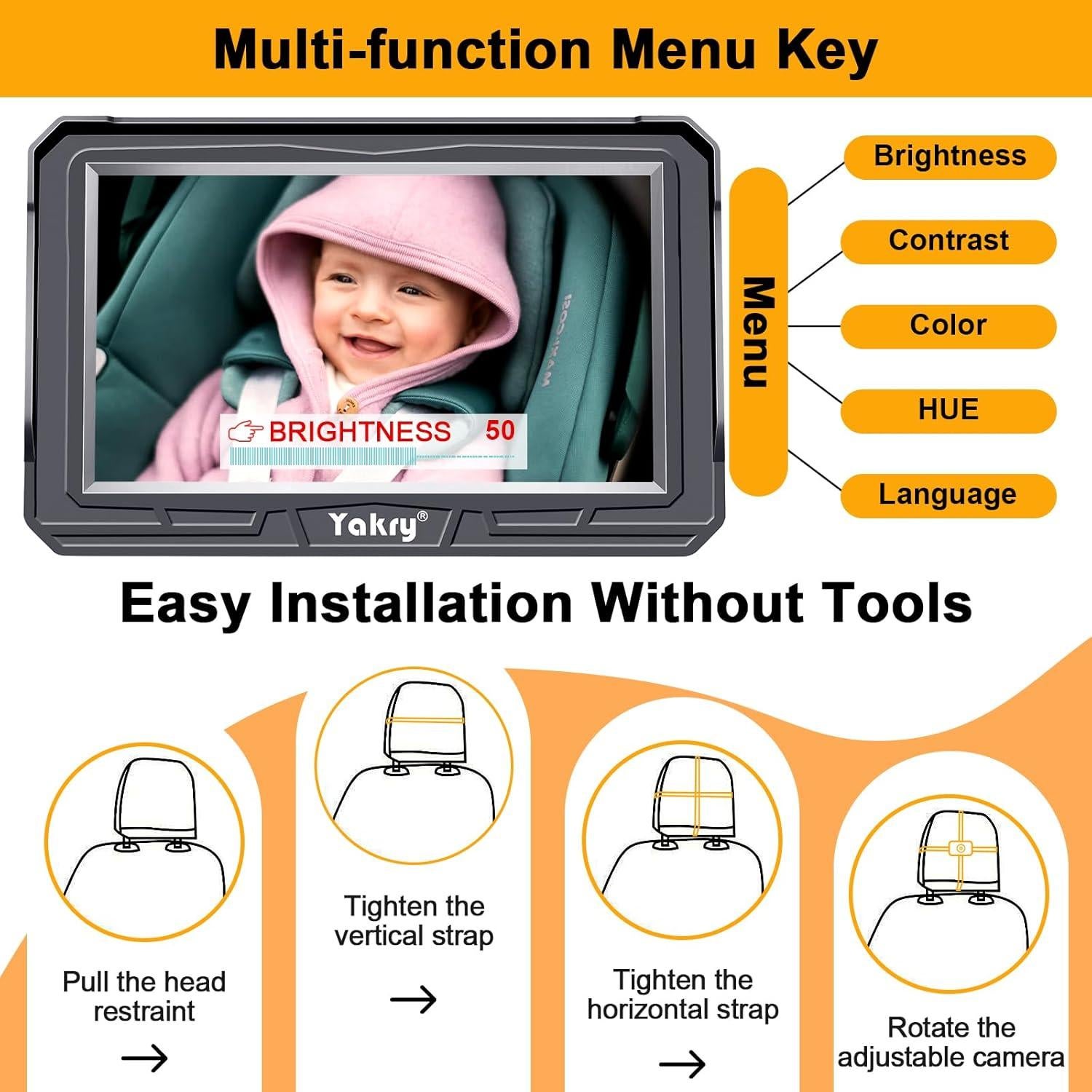 Cámara para Bebés Yakry Y60 - HD 1080P, 170° Gran Angular, Visión Nocturna